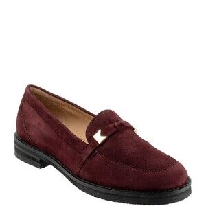 Femi Suede Bow Hardware Detail Loafers Trotters 6.5 W Burgundy Oxblood (T02)
